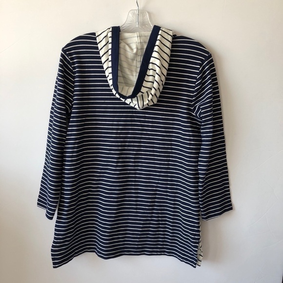 Lighthouse by Lands’ End Striped Hoodie XS NWT Navy White Nautical Pullover - Picture 4 of 4